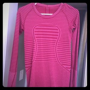 Lululemon Red Striped Long Sleeve Shirt