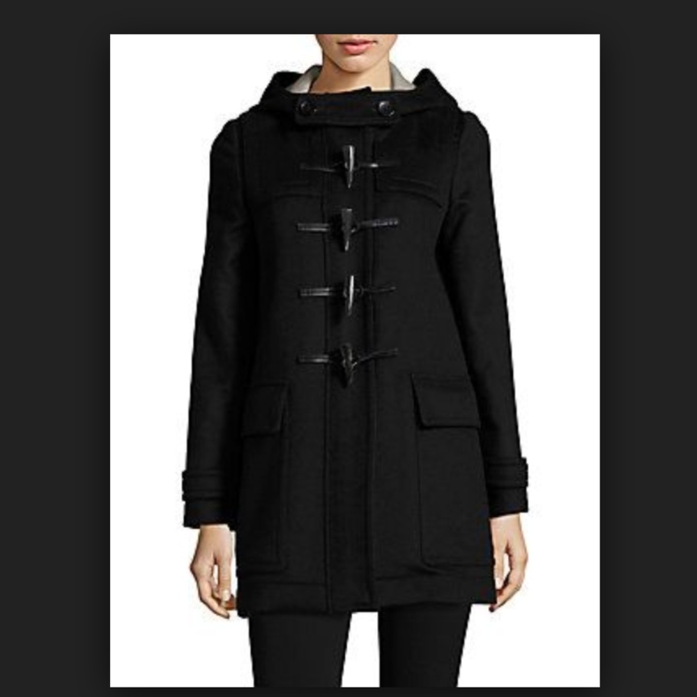Burberry Wool Duffle Coat Black Sz S