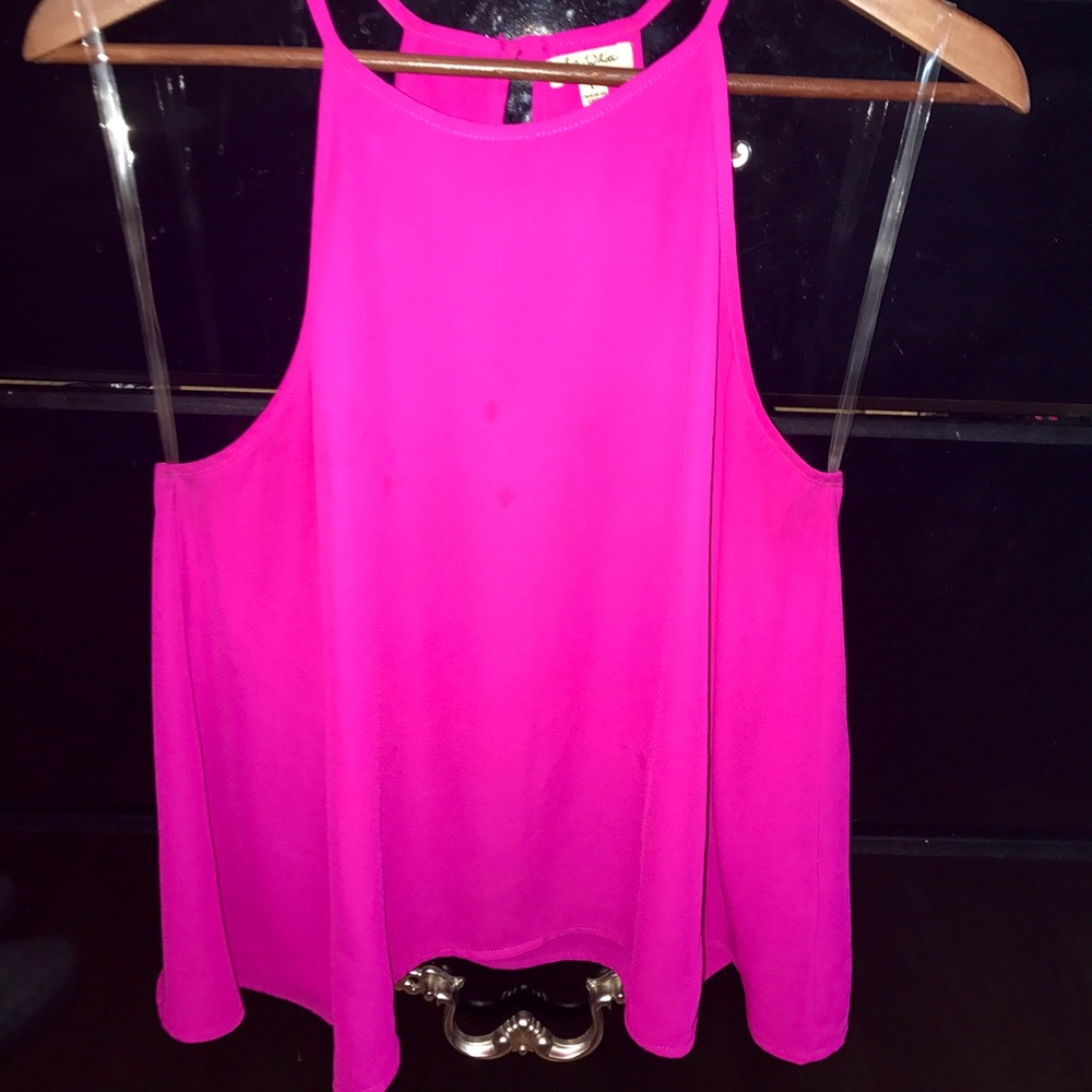 Hot pink sheer tank top