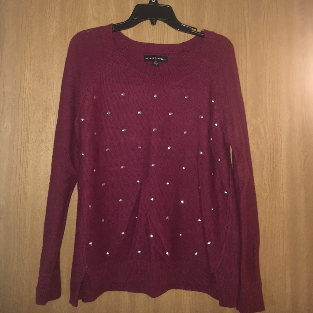 Maroon Rock Republic Sweater with Studs
