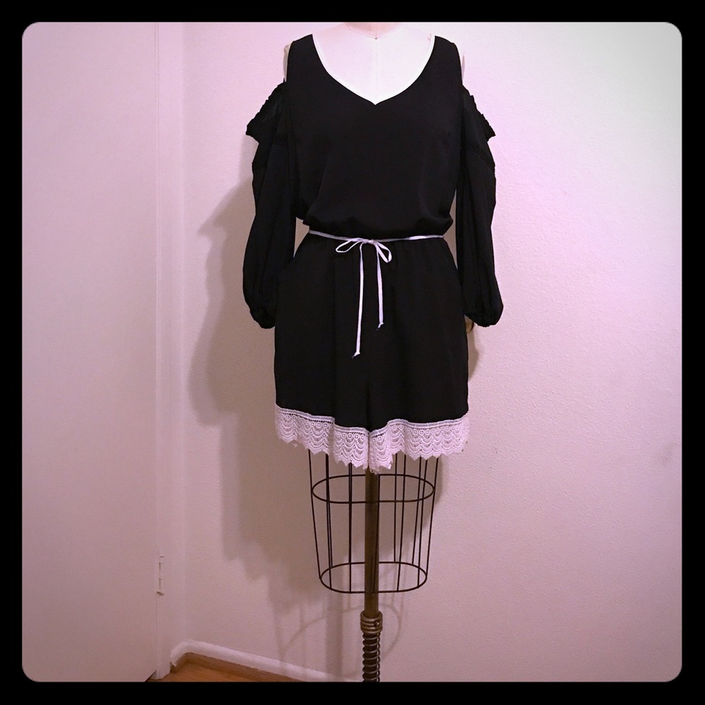 Black & White Off-Shoulder Romper