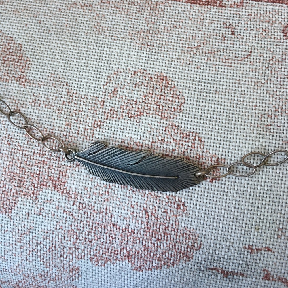 Silver feather necklace