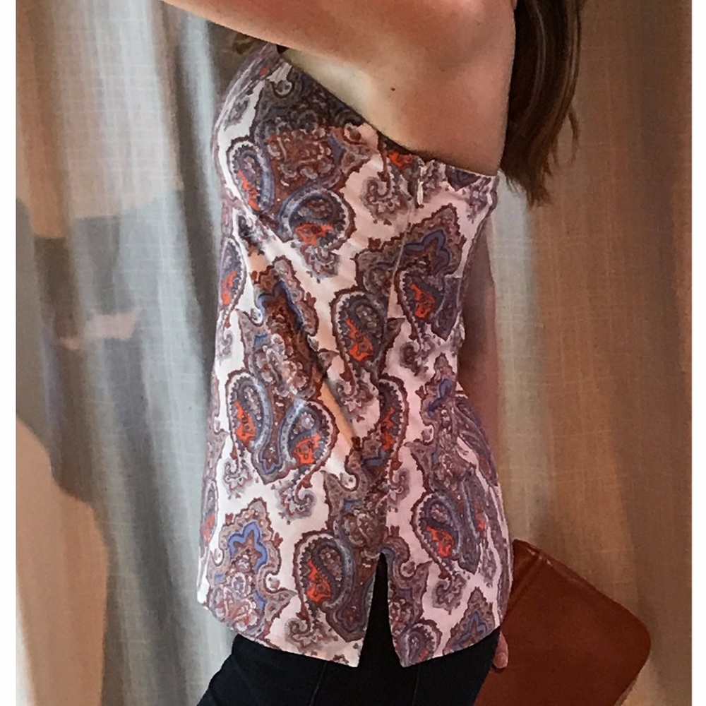 J. Crew Strapless Paisley Top - Gameday 0