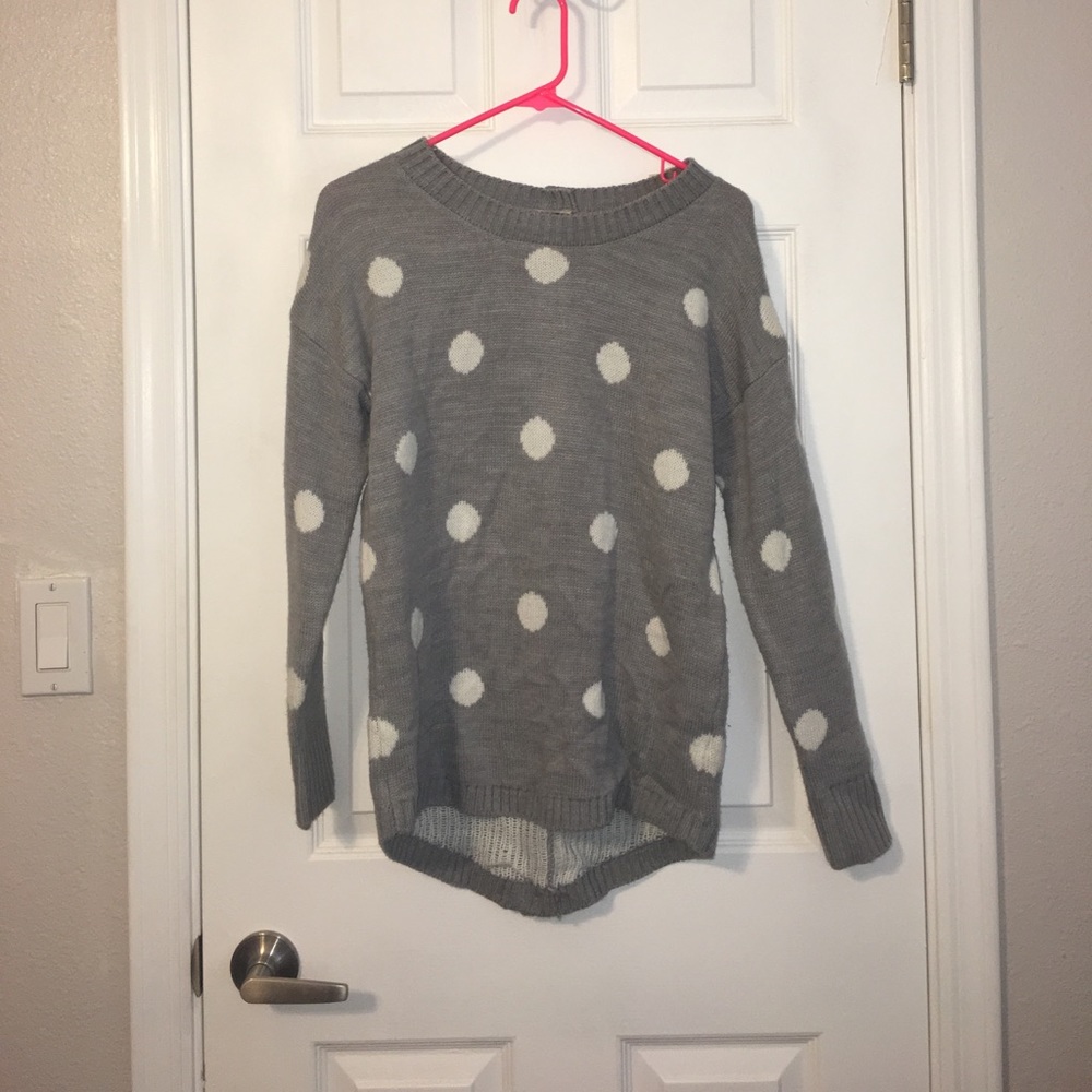 Grey with white polka dots sweater