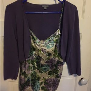 Silk floral tank and matching cardigan