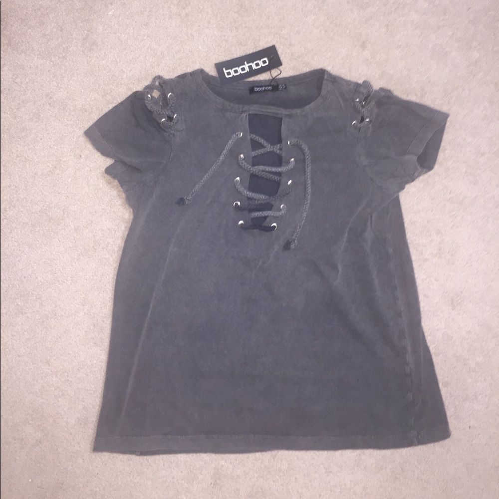 Boohoo lace up shirt