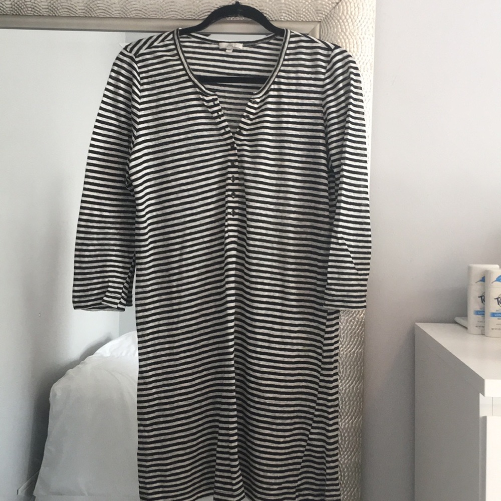 Joie Black & White striped Linen tunic top
