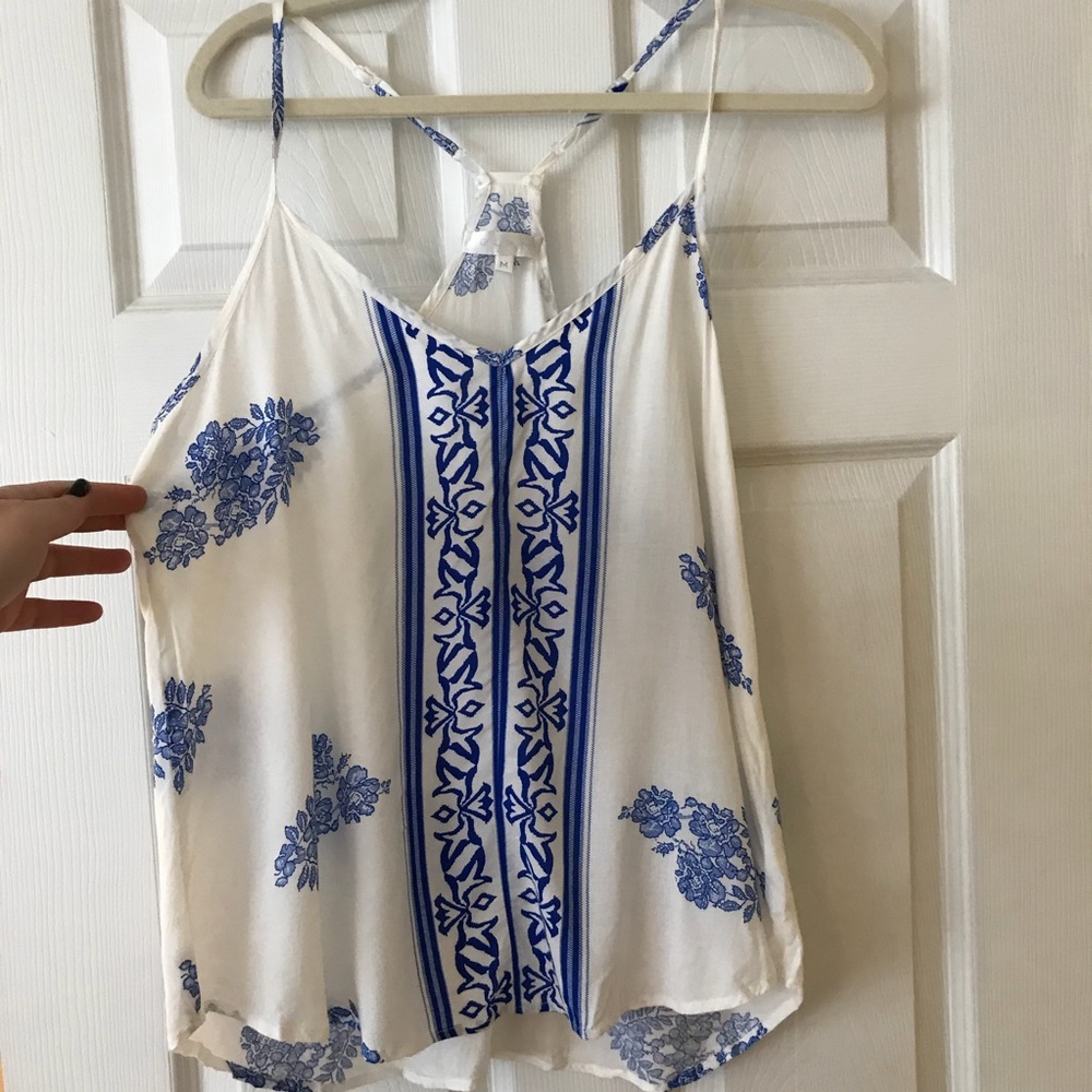 White and Navy tank top