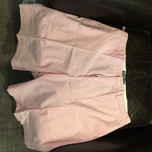 Pink Seersucker Polo Shorts