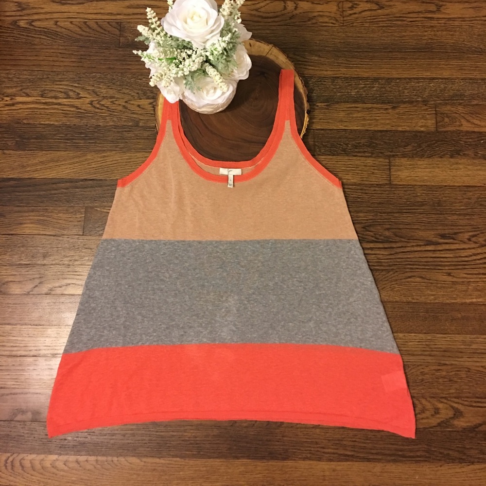 Joie Striped Coral Linen Knit Top