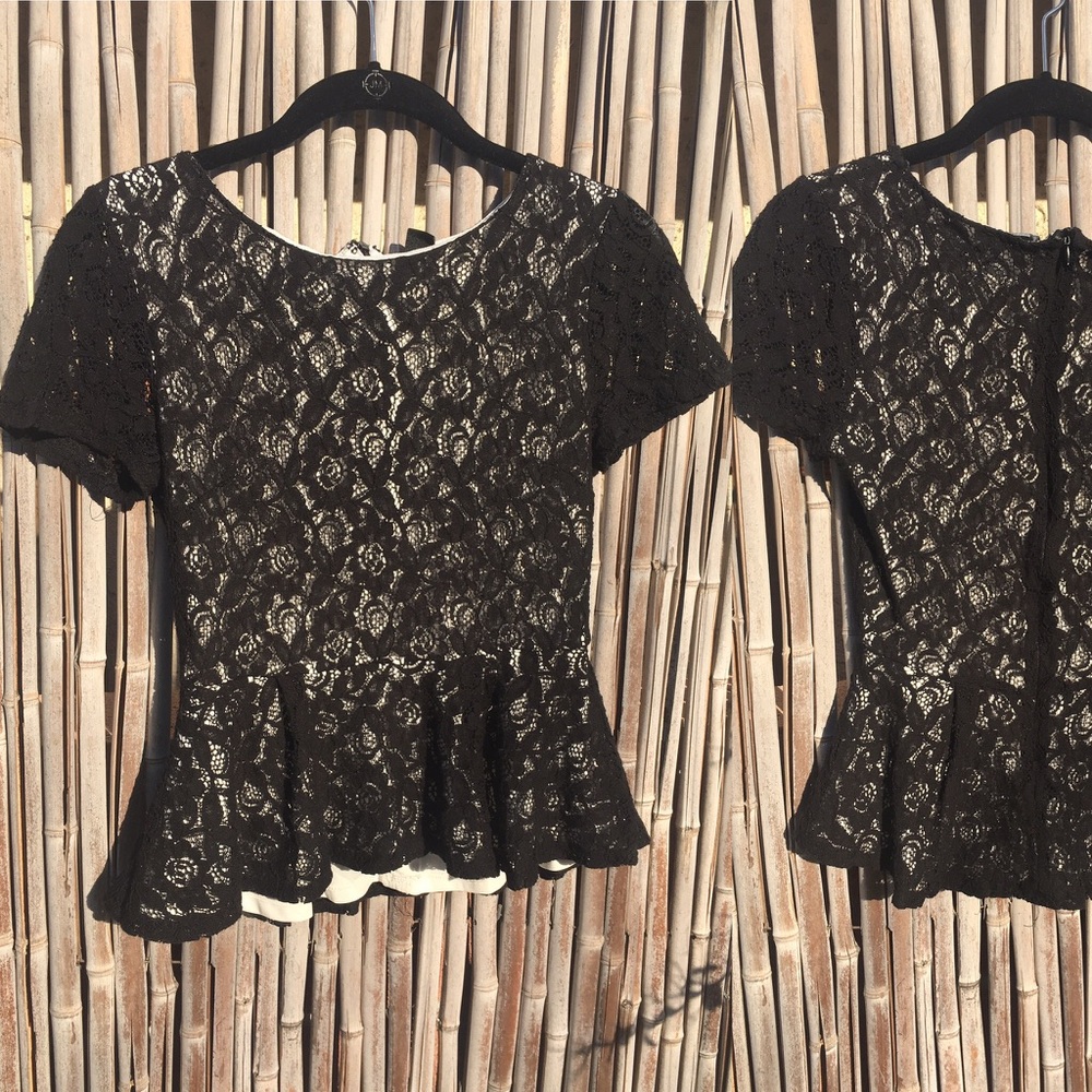 Adorable Black Lace Top w/ Peplum