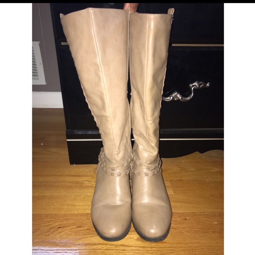 Tan Faux Leather Boots