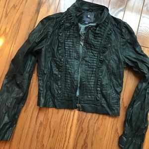 XXI Forever 21 Cropped Ruffle Bomber Jacket