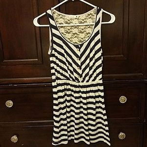 Navy and cream striped dress