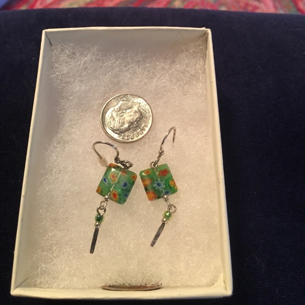 Stone and silver earrings