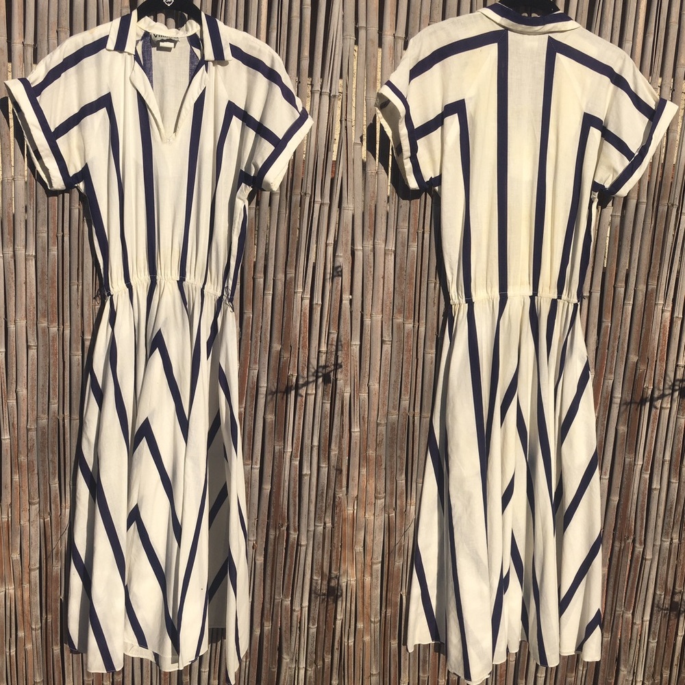 Lovely Retro Style Striped Cotton Dress