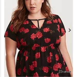 Torrid Rose Print Georgette Hi-Lo Blouse NWT