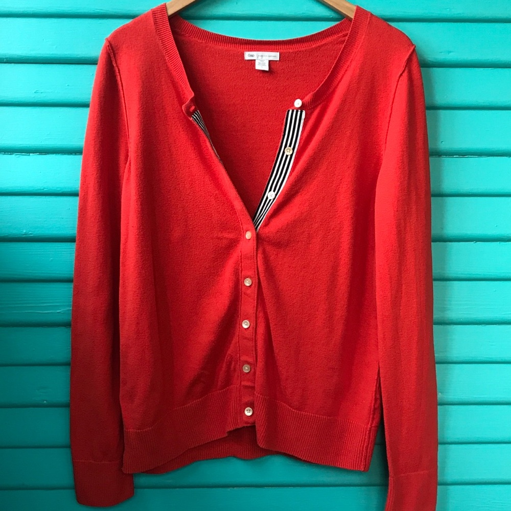 Gap cardigan, cotton blend in tangerine