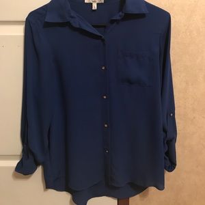 Blue button up blouse