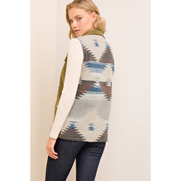 LAST ONE!! Olive Aztec Vest - Picture 5 of 5