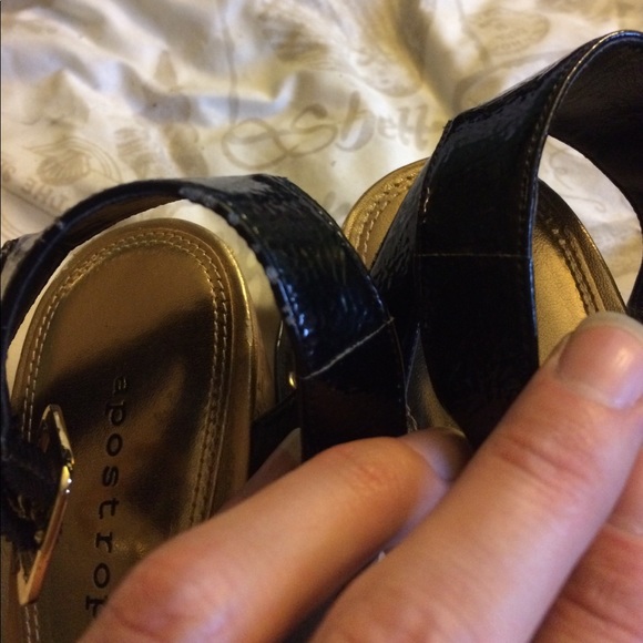 sale Black/gold Wedge Sandals - Picture 4 of 7