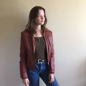 Brown Faux Leather Jacket