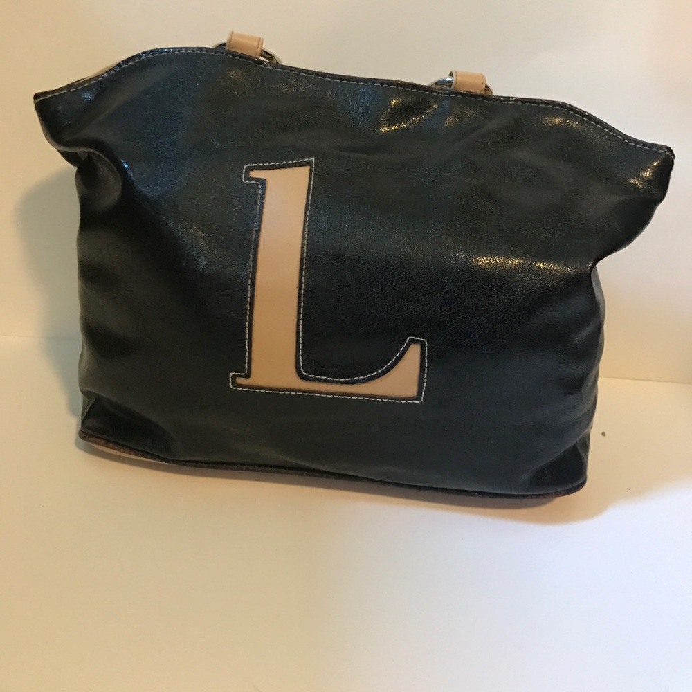 Black and Tan purse with "L"