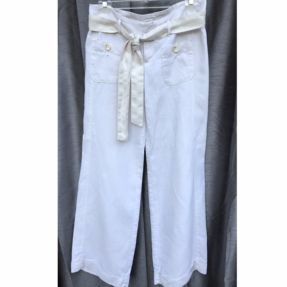 Banana Republic Off-White Linen Trouser Pants 2