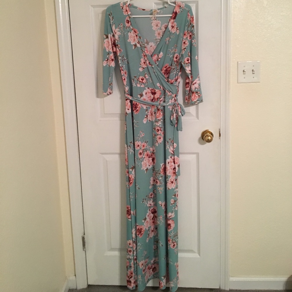 Floral faux-wrap maxi dress