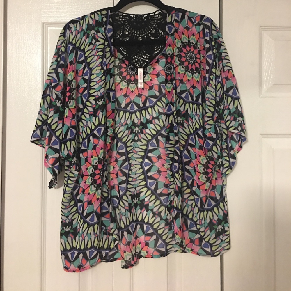 Multicolor Kaleidoscope Print Kimono