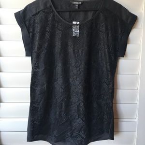 Express Rolled Sleeve Lace Blouse