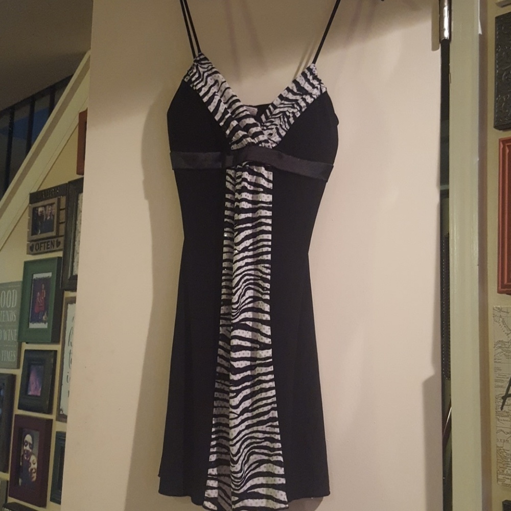 Black and zebra strappy dress