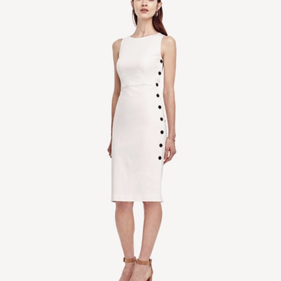 NWT Ann Taylor Side Button Dress White Size 2 - Picture 1 of 1