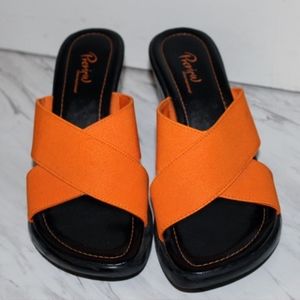 Bright Orange wedge sandal slip-on