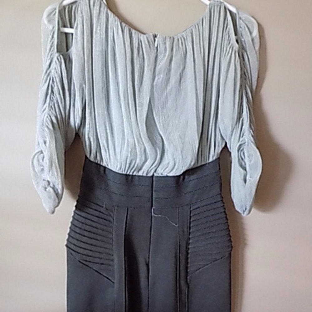 Grey and Silver Fitted Dress - Picture 2 of 3