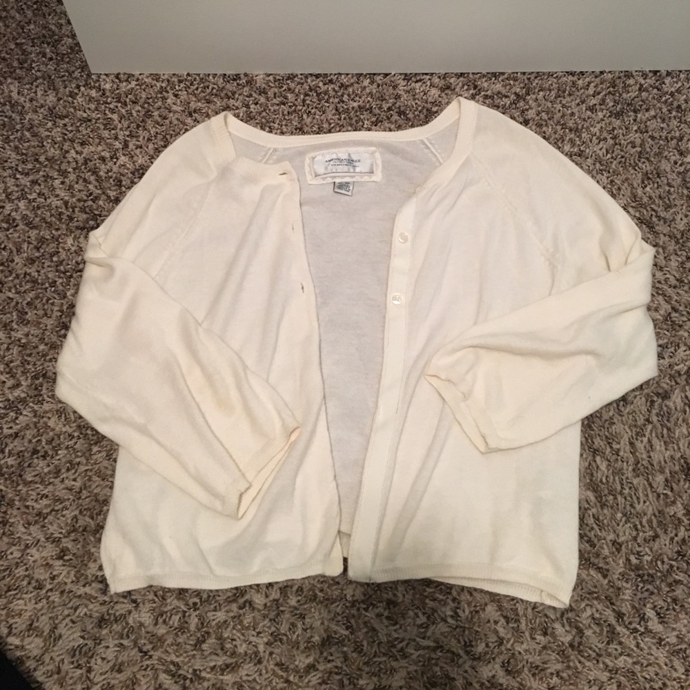 Cream AE Cropped Cardigan