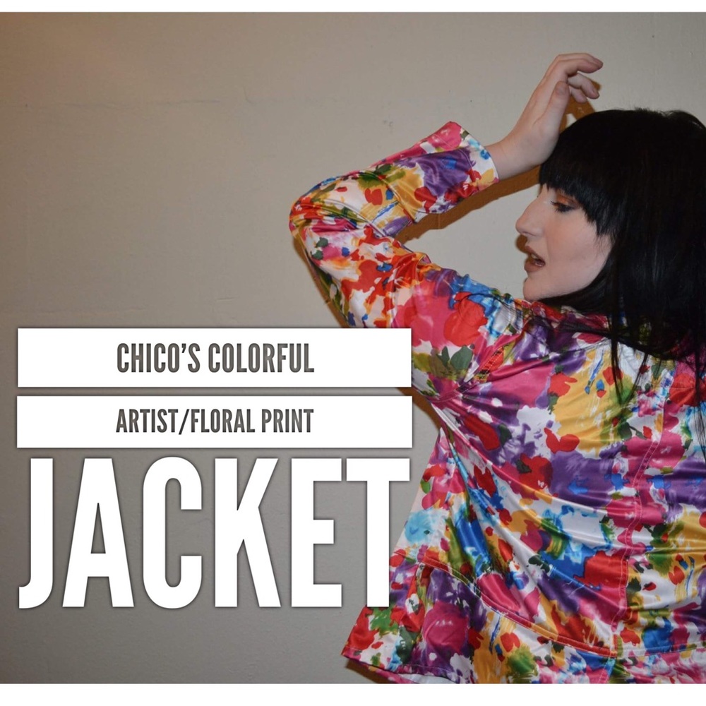 Chico’s Colorful Artist/Floral -Lightweight Jacket