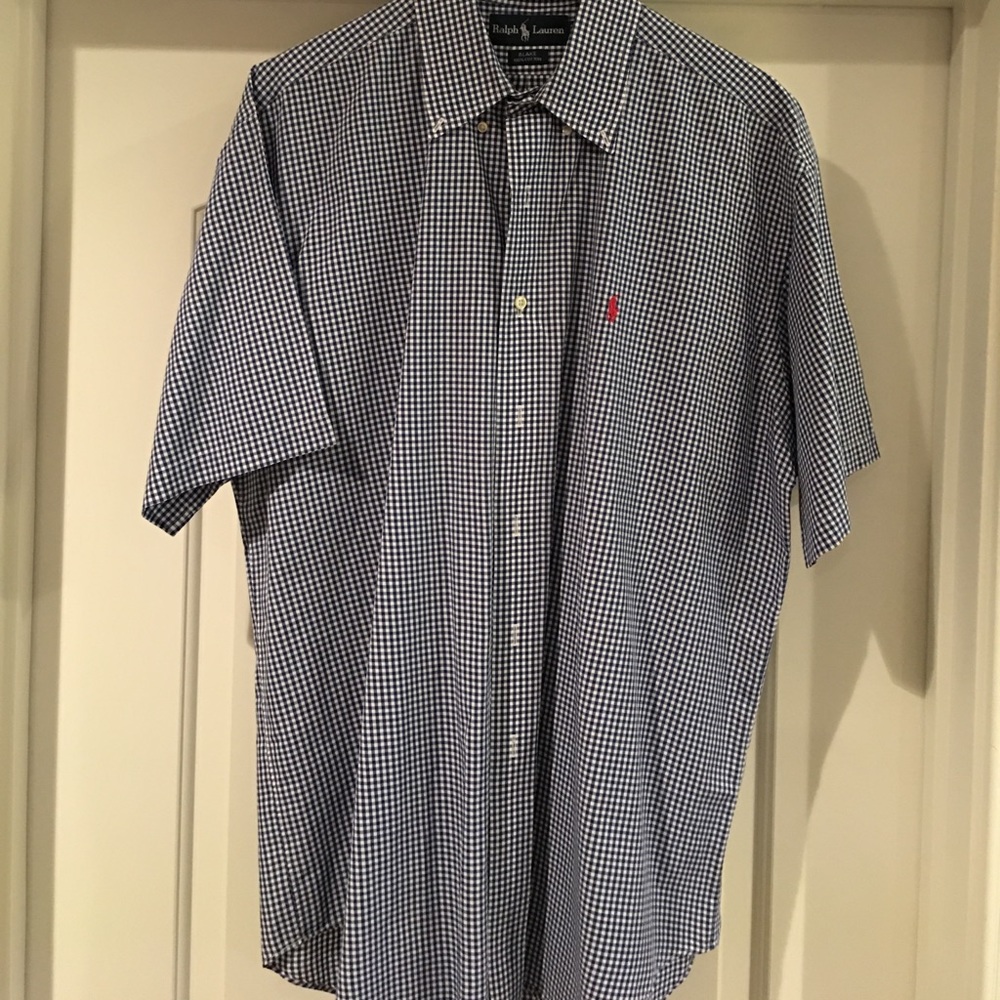 Polo short sleeve Blake blue gingham shirt