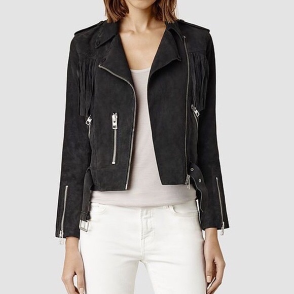 all saints fringe jacket