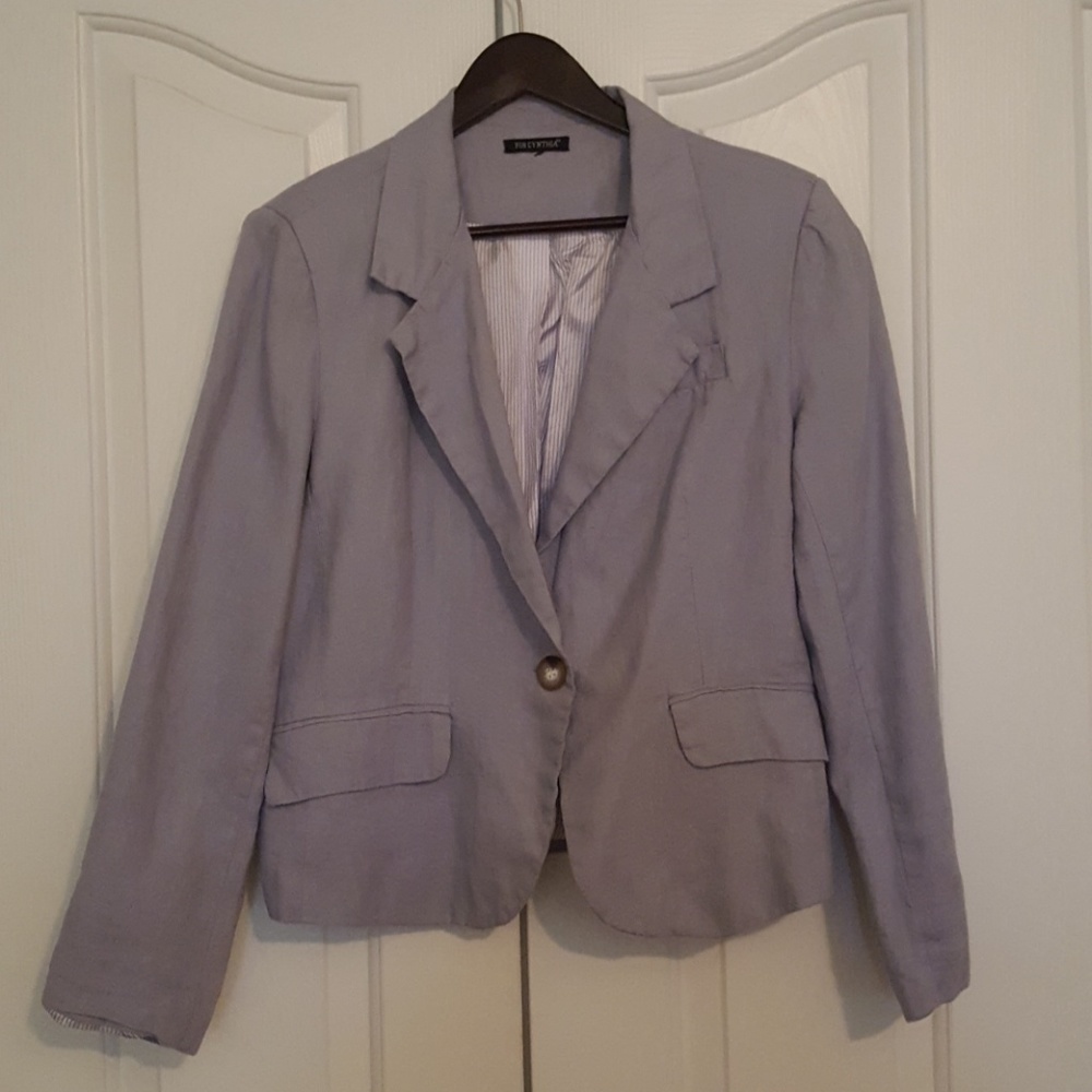 Light blue linen women's blazer
