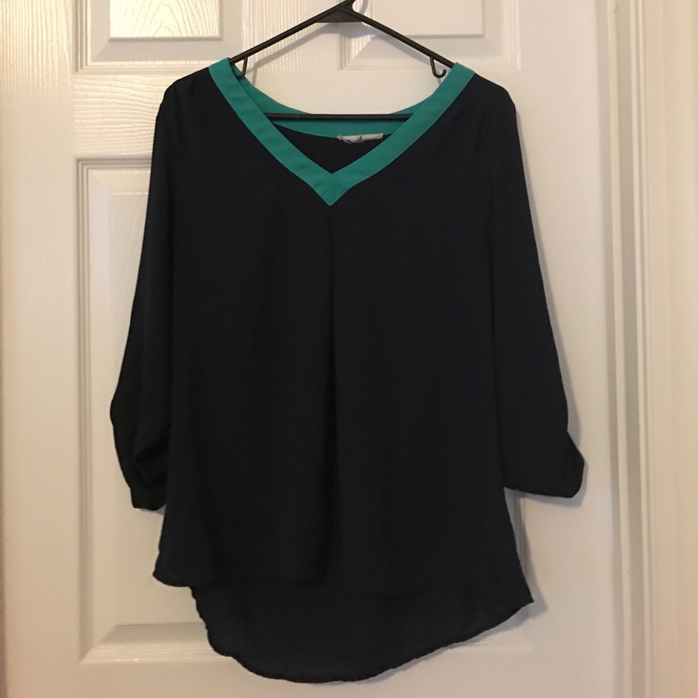 Navy and real blouse
