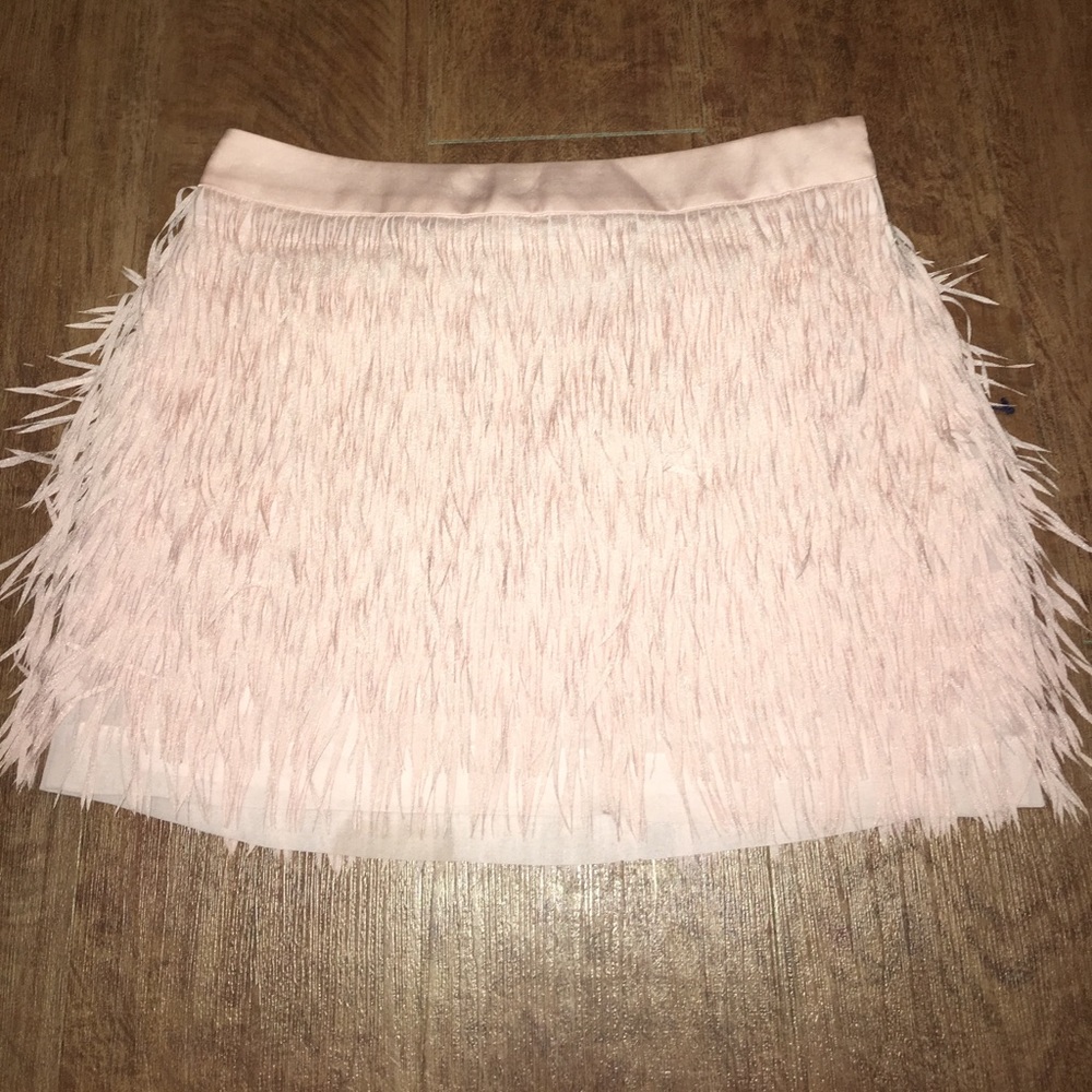 Pink fringe mini skirt