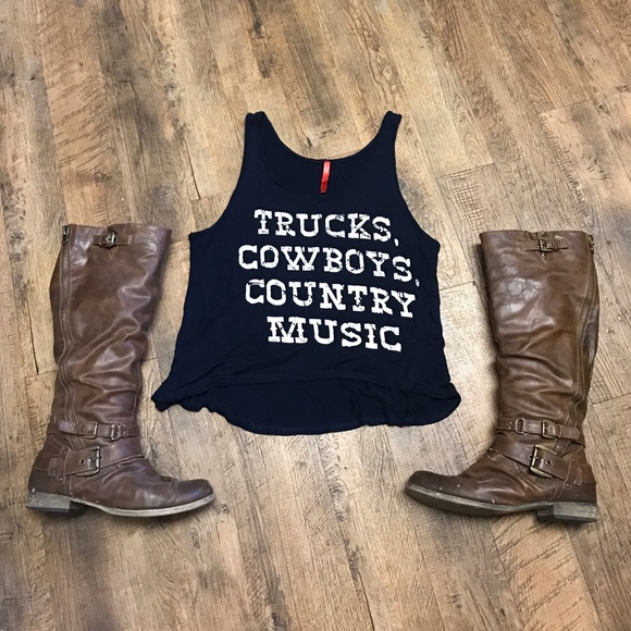 Tops - Trucks Cowboys Country Music Crop Top