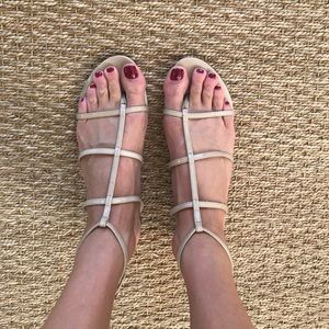 Jimmy Choo flat strapping sandals nude