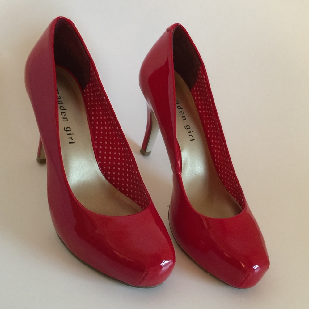 Madden Girl Cherry Red Patent Leather Pumps