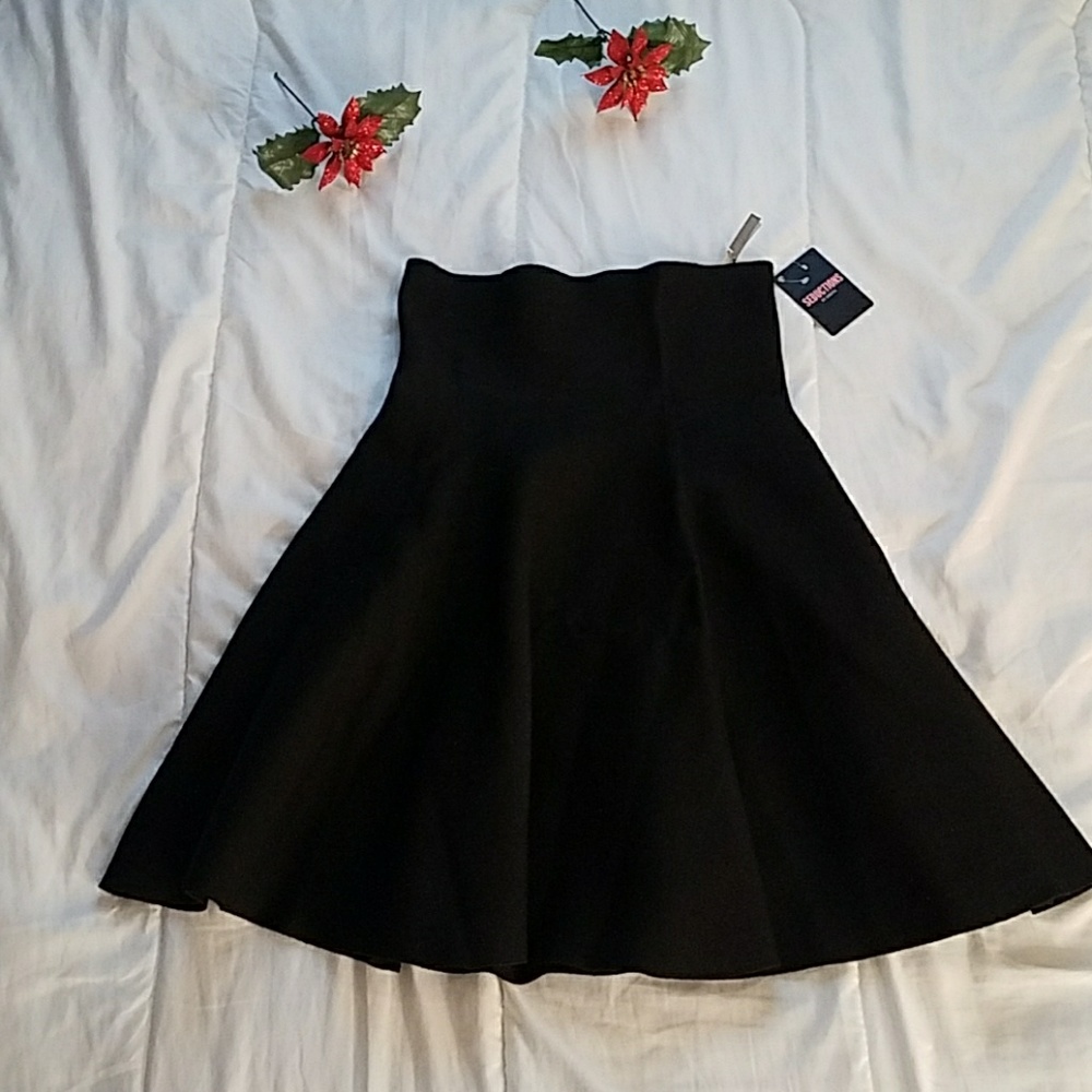 Fashionable black high waisted skirt