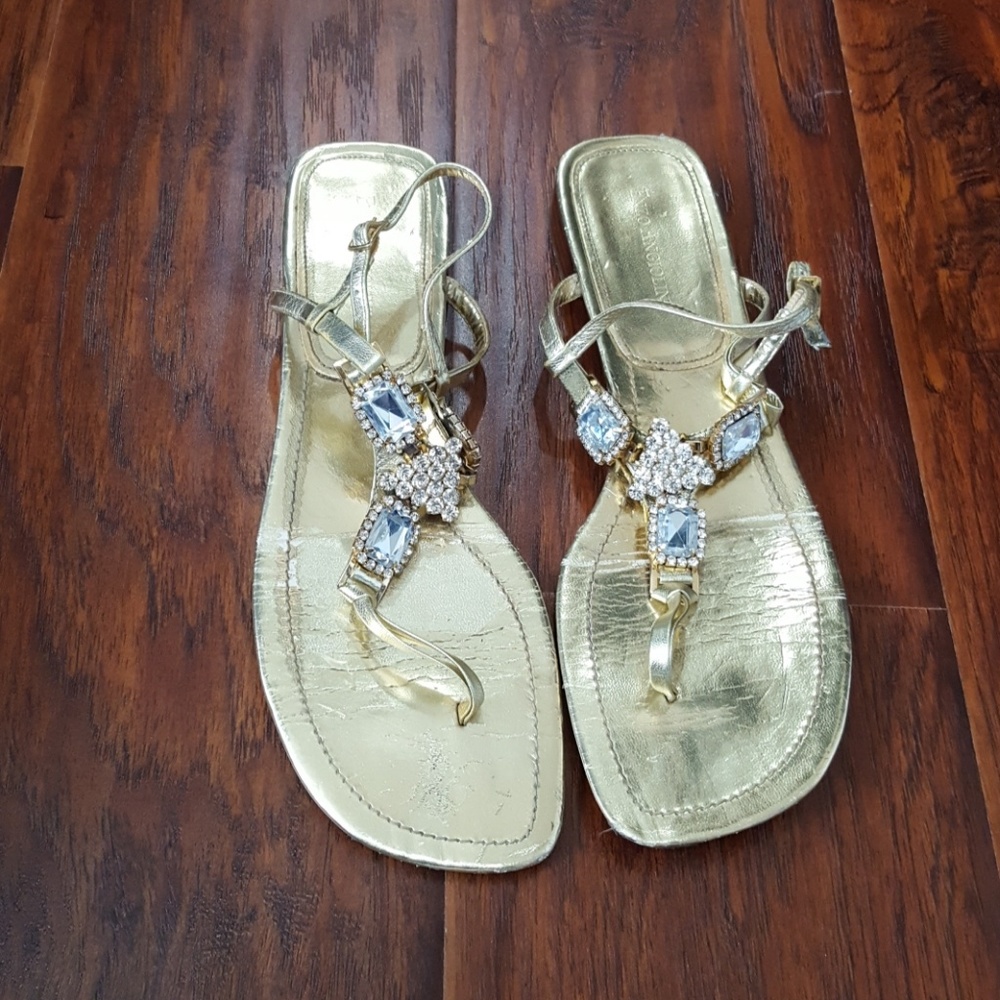 Gold, rhinestone sandals