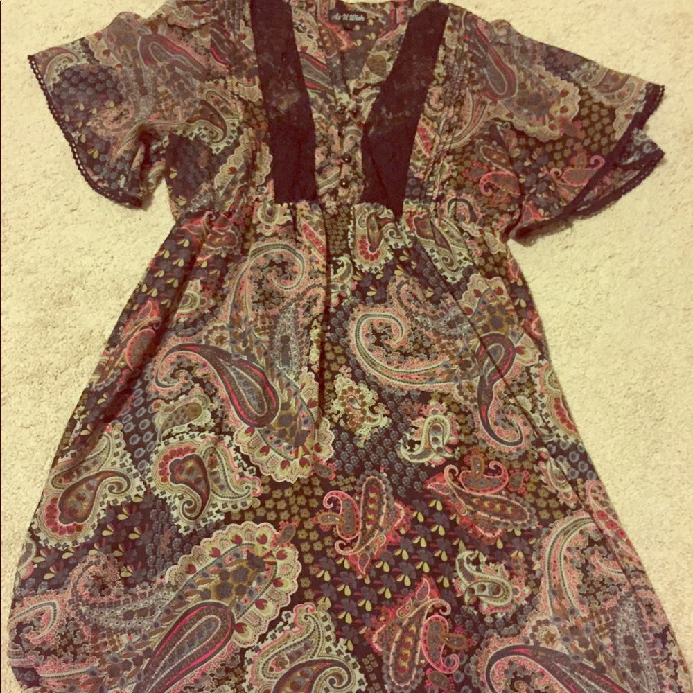 As You Wish sheer flowy dress with lace