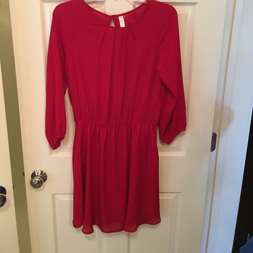 Sheer red dress.