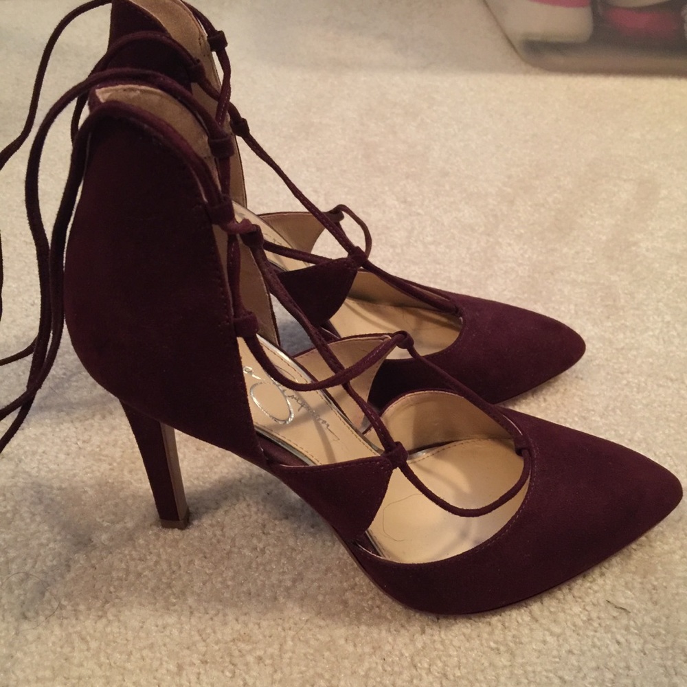  JESSICA SIMPSON MARSALA TIE UP HEALS 